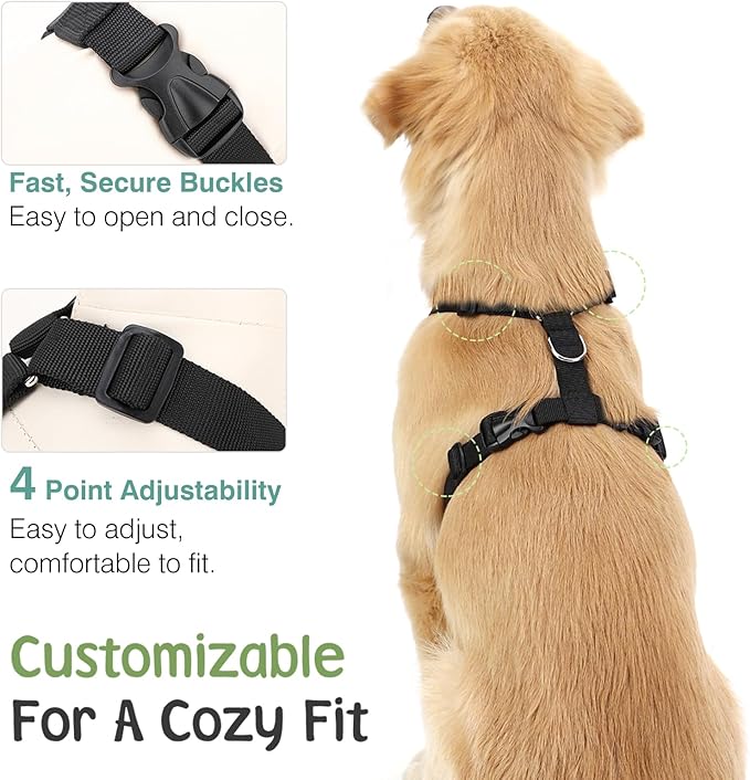 Dog Seat Belt, Safety Vest Dog Car Harness with Adjustable Buckle Dog Seat Belt for Vehicle Nylon Pet Safety Seat Belts Heavy Duty(S, Black Daisy)-PurrikoPets