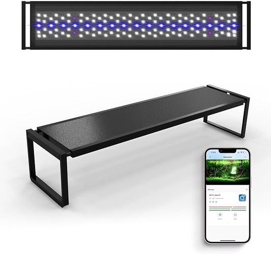 FZONE LED Aquarium Light with APP Control, Full Spectrum for 47-55" Planted Aquariums, Timer Sunrise/Sunset,72W (Light 120)-PurrikoPets