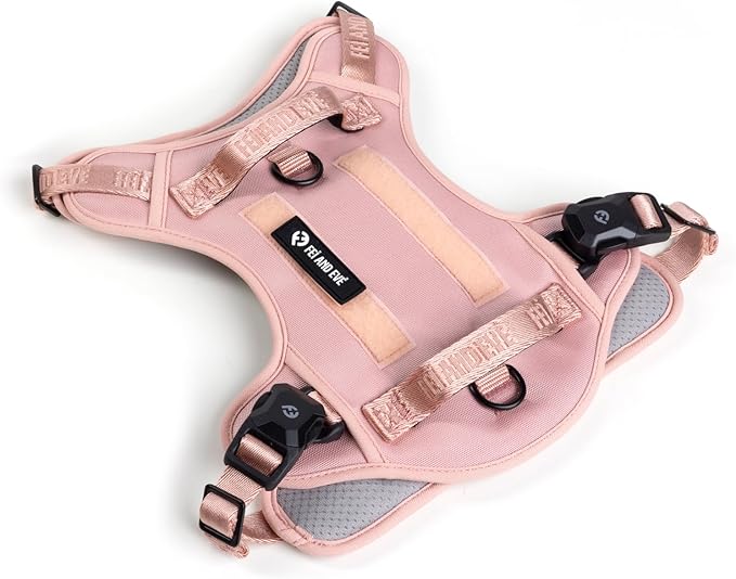 2025 New Edition, Fei & Eve MagEase Dog Harness - 3-Second Magnetic Buckles | 3-Point No-Pull Control | Heavy-Duty 900D Nylon | Dual Safety Handles | Breathable Mesh | Adjustable Fit | Large, Pink-PurrikoPets