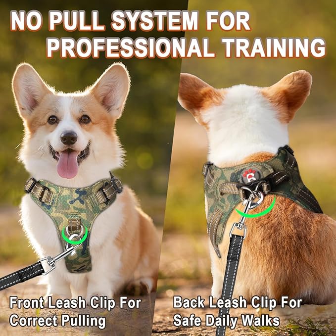 Dog Harness Step in Dog Vest Harness, Reflective Adjustable Puppy No Pull Harness Breathable Soft for Small and Medium Dogs Cats, Camo, S-PurrikoPets
