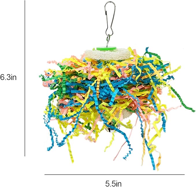 EBaokuup Bird Parrots Shredding Toys Parakeet Chewing Toys Bird Loofah Toys Parrot Cage Shredder Toys Bird Foraging Hanging Toys Bird Accessories for Parrots Lovebird Cockatiel Conure African Grey-PurrikoPets