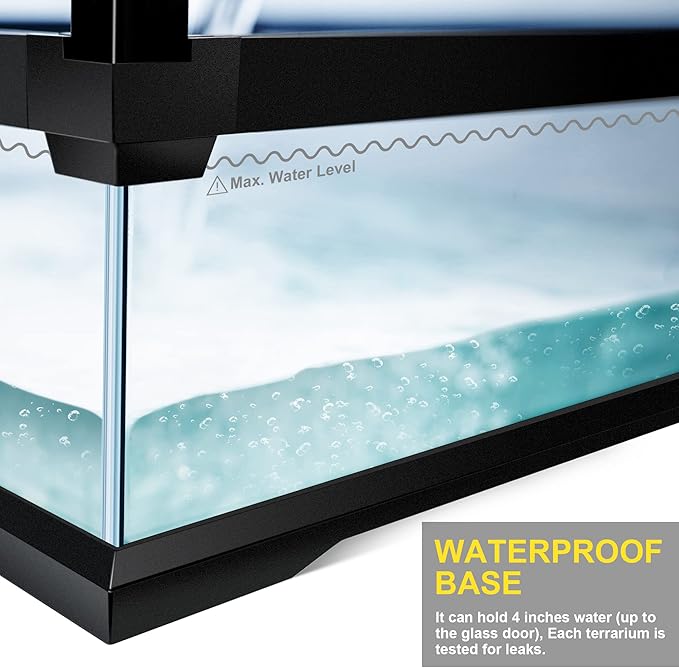 48 Gallon Professional Glass Terrarium 36"x18"x18" Durable Reptile Habitat Tank with Heat Resistant Aluminum Alloy Frame, Dual Front Swinging Doors for no Jam by Sand and Other Debris-PurrikoPets