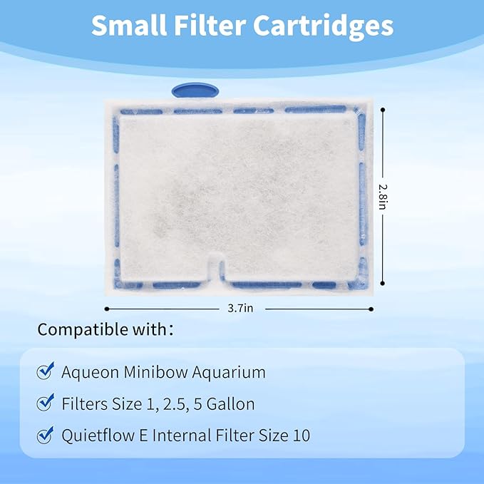 4 Packs Small Aquarium Filter Cartridges Replacement Filter Pad Compatible with QuietFlow E Internal Power Filter 10 and 1/2.5/5 Gallon Minibow Aquarium Filters-PurrikoPets