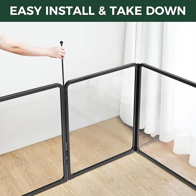 FXW Homeplus Unleashed Indoor Dog Playpen - Stress-Free and Safe Play, Heavy Duty 32 Inch 5 Acrylic Panels + 5 Wire Panels Dog Pen for Small and Medium Dogs, Black│Patented-PurrikoPets