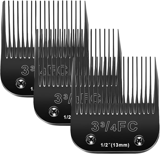 3FC Blades Dog Grooming Blades Compatible with Andis/Oster A5/Wahl KM-10 Series Dog Clippers,Detachable Clipper Replacement Blade,Black (3FC/3PCS)-PurrikoPets