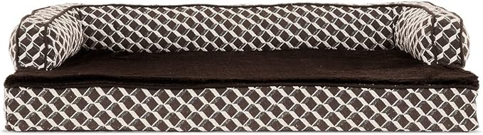 Furhaven Memory Foam Dog Bed for Large Dogs w/ Removable Bolsters & Washable Cover, For Dogs Up to 95 lbs - Plush & Woven Decor Comfy Couch Sofa - Diamond Gray, Jumbo/XL-PurrikoPets