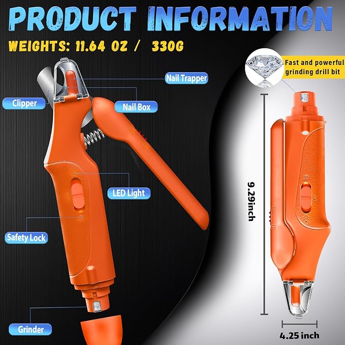 2 in 1 Dog Nail Clippers and Grinder with Lights & Cat Nail Clipper for Large Medium Small Dogs Cats Nail Trimmers USB Rechargeable with 2 LED Lights Dog Claw Care for Non-Black Nails-PurrikoPets