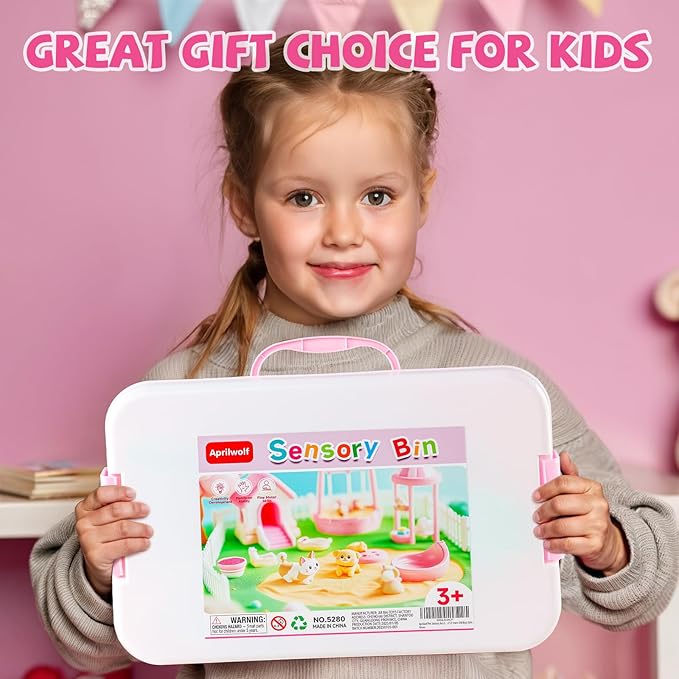 21 PCS Pet Sensory Bin, Dog & Cat Sandbox with Sand & Box, Play Sand Art Toys Kit, Pet Care Play Set, Beach Toys for Kids Ages 4-8, Birthday Gift Girls Boys 3 4 5 6 7 Years Old-PurrikoPets