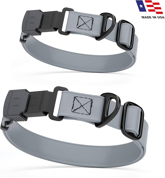Dogline Biothane Waterproof Dog Collar with Herm Sprenger Black Stainless Steel Quick Release Buckle – Heavy Duty Tactical Durable Collar for Dogs – Comfortable and Safe Pet Collar W3/4" L12-19 Gray-PurrikoPets