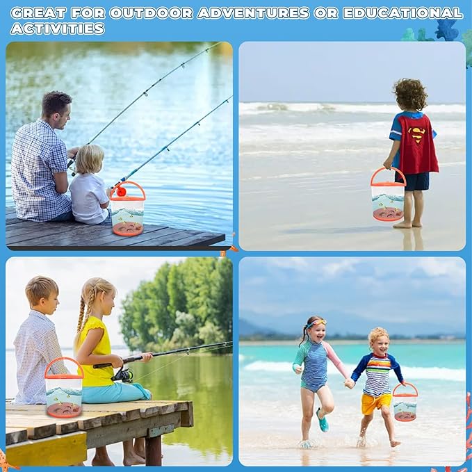 Foldable Small Aquarium, Portable Fish Tank, Fish Transport Container, Plasitc Fish Bowl, Beginner Tank, Great Concept for Catching and Release Critters, Beach, Pool and Lake (Red, Large)-PurrikoPets