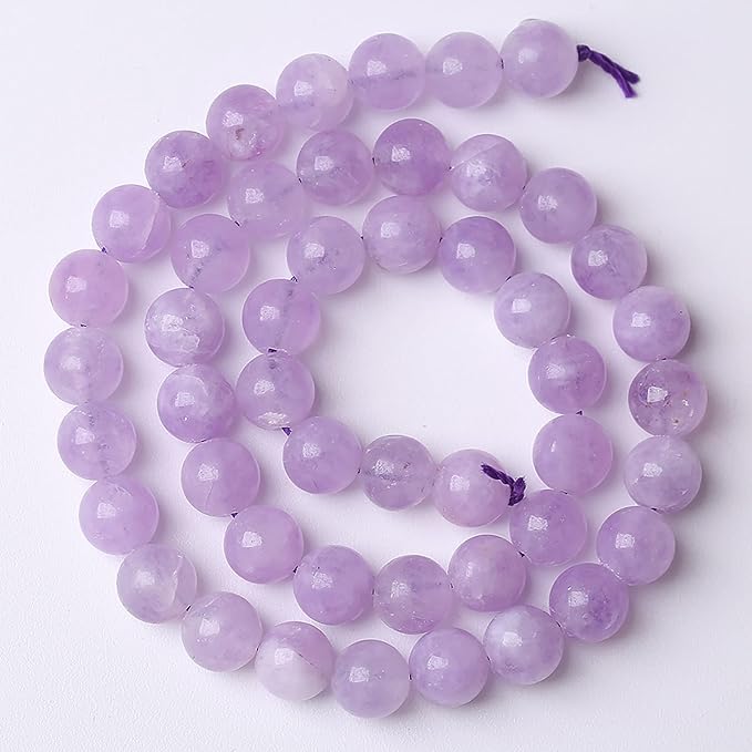 10mm 37pcs Natural Lavender Amethyst Beads Round Loose Gemstone Crystal Energy Healing Power Stone Beads for Jewelry Making DIY Bracelet 15 Inch