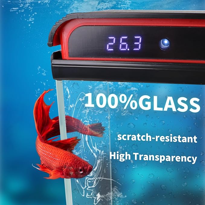 20 Gallon Fish Tank, Large Smart Aquarium with Self-Cleaning Pump 3 Color Lights Water Temperature Detection System, Smart Fish Tank for Betta Shrimp Guppy Goldfish Beta, Home Decor Gift with Tank-PurrikoPets