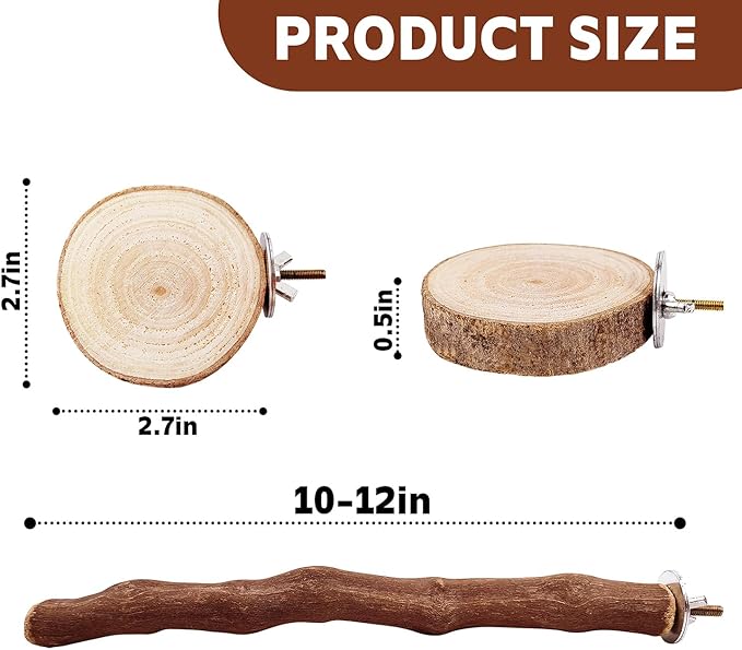5PCS Bird Perch Stand Natural Wooden Parrot Stand Branch,3 Grape Wood Perch,2 Platform,Paw Grinding Fork Parakeet Chewing Stick Exercise Training Branches for Cockatiels,Small Birds-PurrikoPets