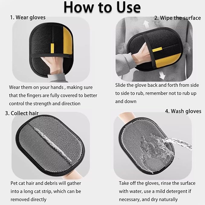 2 Pcs Pet Hair Remover Glove, 2025 Upgrade Reusable Double Sided Electrostatic Gloves Pet Hair Remover, Washable Pet Grooming Gloves for Couch, Furniture, Carpet, Car Seat (2Pcs)-PurrikoPets