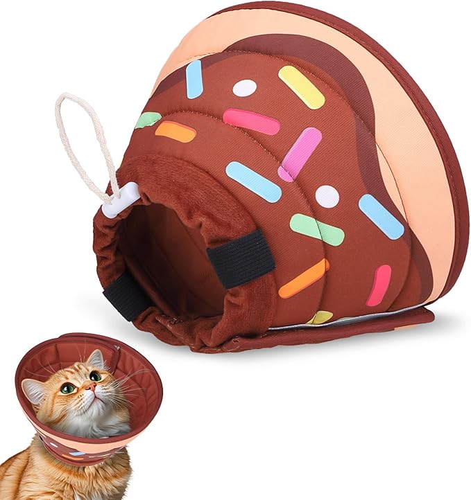 EXPAWLORER Cat Recovery Cone Collar- Soft Adjustable Pet Collar for After Surgery, Waterproof Elizabethan Protective Collar, Stop Licking Donut for Small Medium Kittens-PurrikoPets