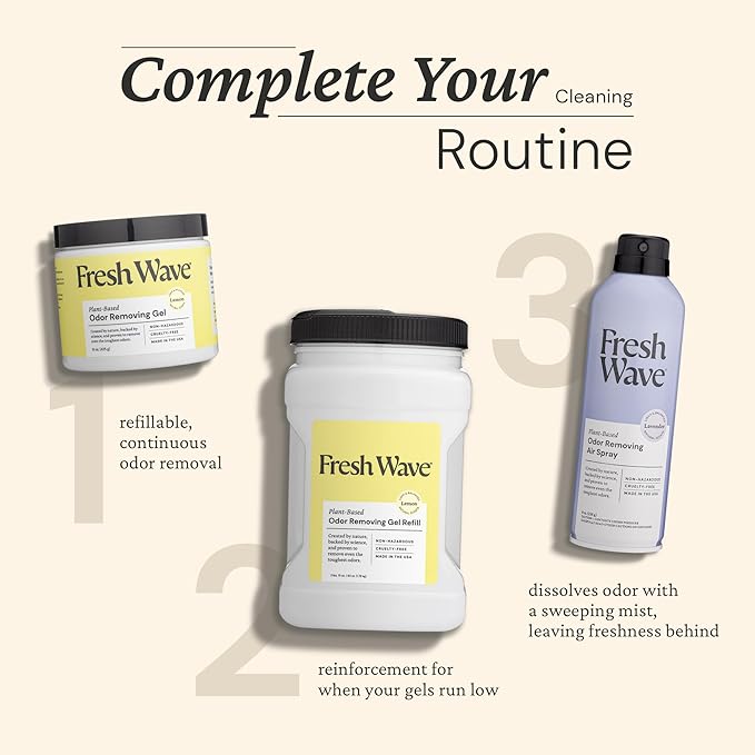 Fresh Wave Lemon Odor Removing Gel, 15 oz., Pack of 2 - Safer Odor Absorbers for Home, Natural Plant-Based Odor Eliminator, Every 15 oz. lasts 30-60 Days, For Cooking, Trash & Pets-PurrikoPets