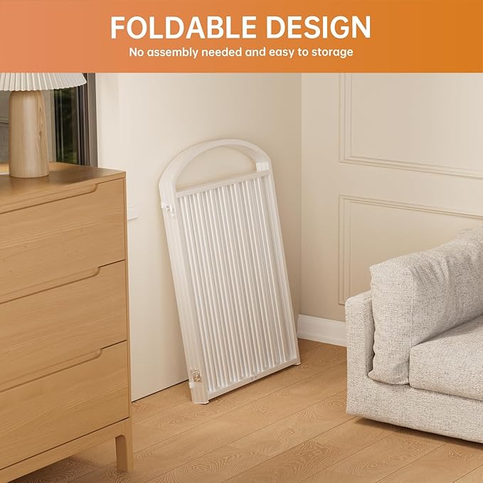 3 Panles Full Matel Freestanding Dog Gates with Door, 72"Extra Wide 32"Tall Free Standing Dog Pet Gate for Indoor & Outdoor. Foldable Pet Fences for Doorways, House, Stairs, Porch, Deck, Yard-PurrikoPets