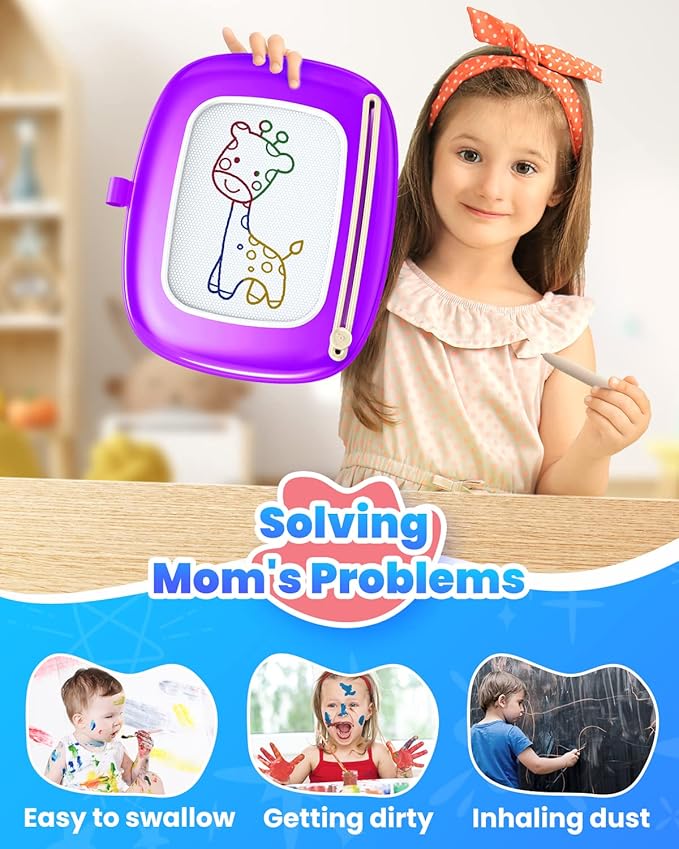 Doodle Board for Toddler Toys Age 1-2, Magnetic Writing Board, Preschool Learning and Educational Toys for 1 2 3 Years Old Girl Boy Gift for Birthday -Purple-PurrikoPets