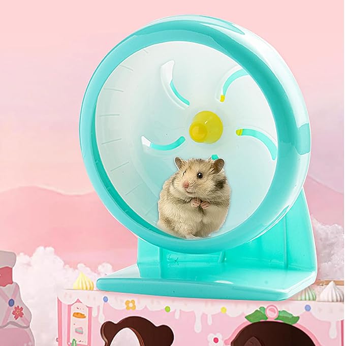 GKYZBB Hamster Wheel, 7 inch Silent Hamster Exercise Running Wheel with Stand,Pet Small Animals Exercise Running Toys,Adjustable Quiet Spinner for Guinea Pigs, Sugar Gliders, Gerbils-PurrikoPets