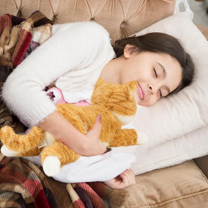 19 inch 3 lbs Cat Weighted Stuffed Animals, Realistic Weighted Cat Stuffed Animal, Sensory Comfort Plush Throw Pillow, Soft Kawaii Kitty Plush Toy Gift for Adults Kids Youth-PurrikoPets