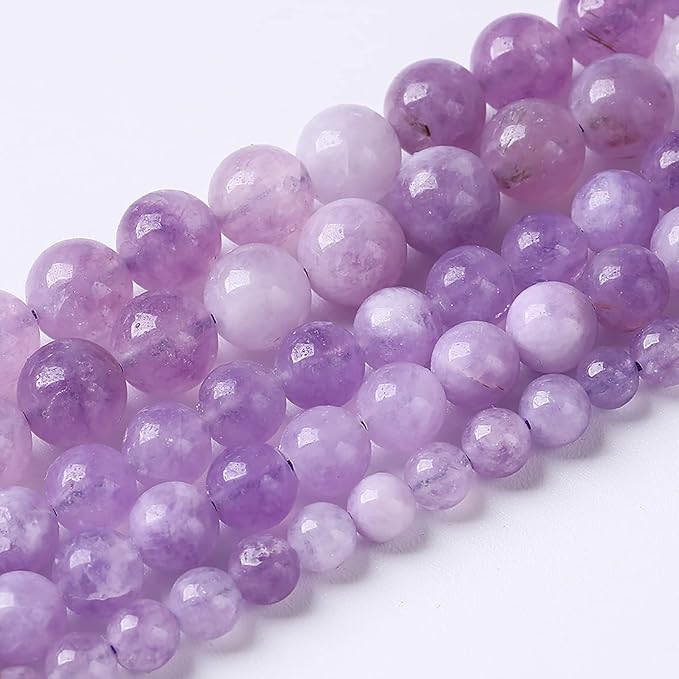 10mm 37pcs Natural Lavender Amethyst Beads Round Loose Gemstone Crystal Energy Healing Power Stone Beads for Jewelry Making DIY Bracelet 15 Inch
