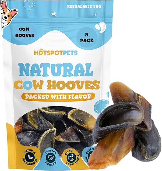 Full-Size Cow Hooves for Dogs | (5 Pack) All-Natural Long Lasting Dog Chews | Made from Grass Fed Cattle | Tasty Treat for Oral Hygiene | Fantastic Alternative for Rawhide and Bully Sticks-PurrikoPets