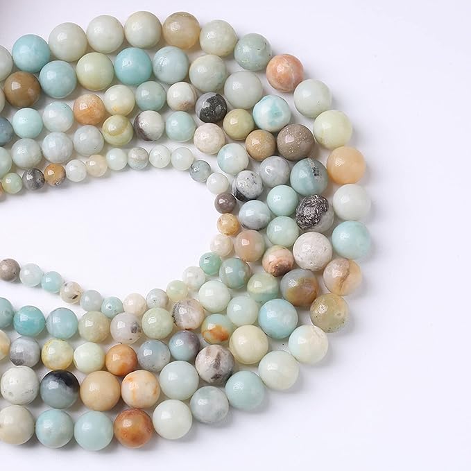 4mm 90pcs Natural Stone Beads Colorful Amazonite Gemstone Round Loose Beads for Jewelry Making DIY Bracelet Necklace Earrings15 Inch (Amazonite Beads, 4mm)