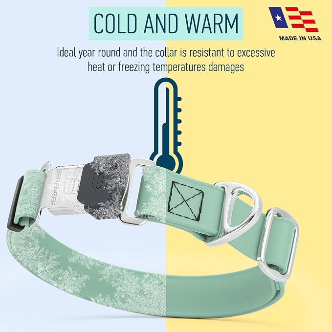 Dogline Biothane Waterproof Dog Collar with Herm Sprenger Stainless Steel Quick Release Buckle – Heavy Duty Tactical Durable Collar for Dogs – Comfortable and Safe Pet Collar W 3/4" L12-19 Sage Green-PurrikoPets