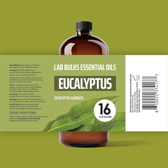 Eucalyptus Essential Oil (2 Pack) for Diffusers, Home Care, Candles, Aromatherapy, 16 oz Bulk Bottle, Eucalyptus Oil Spray-PurrikoPets