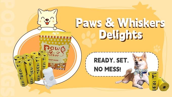 Dog Poop Bag, Biodegradable, Waste Bags with Dispensers, Guaranteed Leak Proof and Extra Thick, Certified Home Compostable, Plant-Based Dog Waste Bags, Eco-Friendly, 240 counts 16 rolls (Yellow, 16)-PurrikoPets