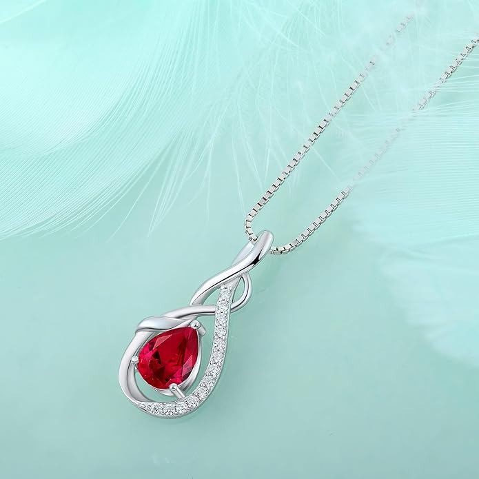 STARCHENIE Infinity Teardrop Pendant Necklace for Women 925 Sterling Silver Birthstone Jewelry