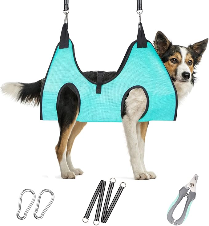 Dog Grooming Hammock - Upgrade Pet Grooming Harness for Nail Trimming (L 50lb), Dog Sling for Nail Clipping, Dog Hanging Holder Hanger for Cutting Nail with Nail Clippers-PurrikoPets