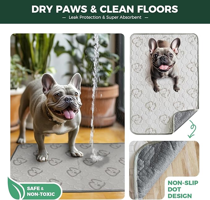 FXW Washable Pee Pads for Dogs, Puppy Pads with Super Absorbent, Specifically Designed for Potty Training, 70" × 30" Rectangle, Khaki, 2 Packs-PurrikoPets