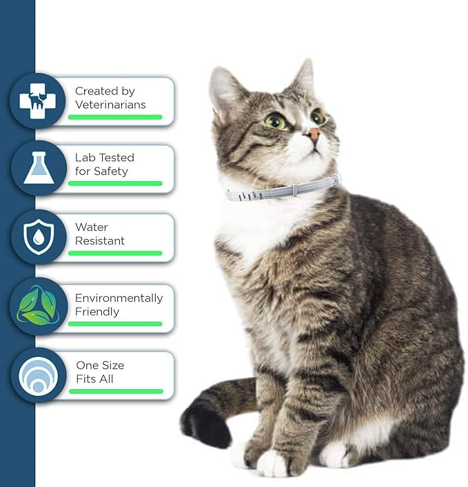 Flea and Tick Collar for Cats - Offers 12-Month Protection, Crafted with Premium Plant Oils, Waterproof, Natural, Safe for Kittens, Includes Free Comb and Tweezers, 13.8 in (2 Packs)-PurrikoPets