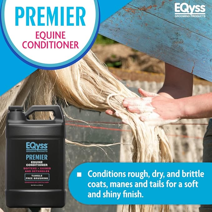 EQyss Premier Equine Conditioner - Moisturize Skin, Detangle Horse's Mane, Tail, & Coat, Add Shine, Tangle-Free Brushing, Minimize Flyaways (128 oz)-PurrikoPets