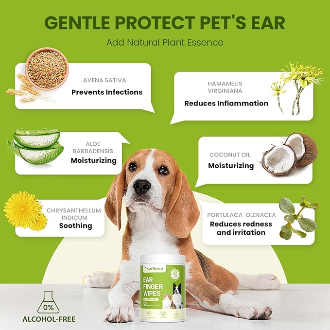 Dog Ear Finger Wipes for Dogs & Cats, 150 Count-PurrikoPets