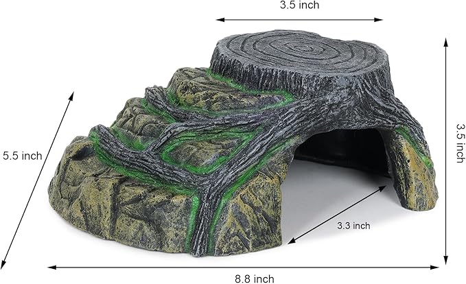 Gecko Tank Accessories, Tortoise Habitat Accessories, Ball Python Tank Accessories, Large Snake Hides, Perfect Terrarium Decor for Reptile Gecko Basking Humid Hiding (Large)-PurrikoPets