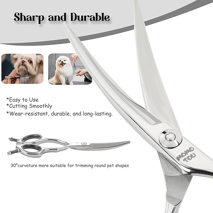 Dog Grooming Scissors 5'' Small Curved Pet Shears Super Light Professional 440C Stainless Steel Pet Shears for Trimming Face and Paws Nose Ear Easy Use.-PurrikoPets