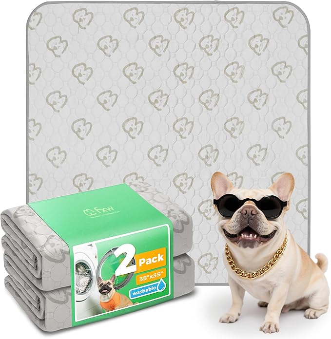 FXW Washable Pee Pads for Dogs, Puppy Pads with Super Absorbent, Specifically Designed for Potty Training, 35" Square, Khaki, 2 Packs-PurrikoPets