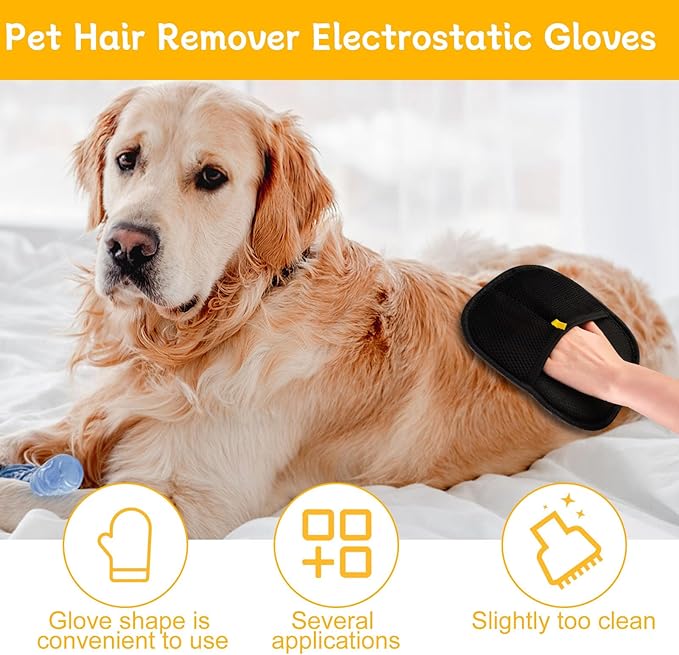 2 Pcs Pet Hair Removal Glove for Cats & Dogs, Pet Hair Remover Brushing Gloves, Reusable Pet Hair Remover Glove, Double-Sided for Couch, Clothing, Carpet, Car Seat-PurrikoPets