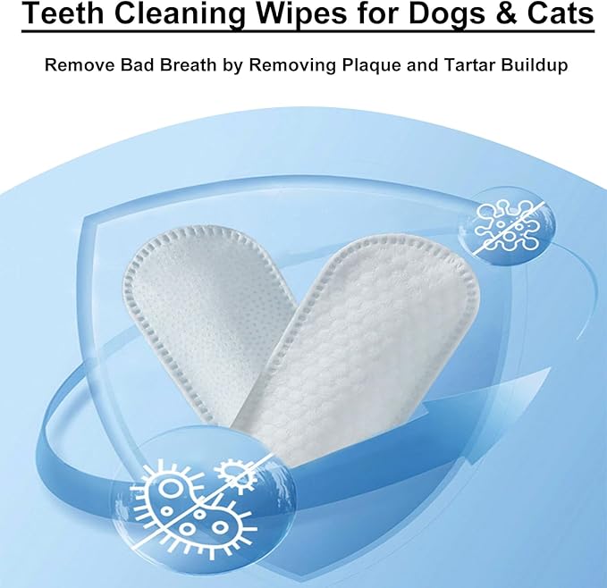 Dog Teeth Finger Wipes Cat Dental Finger Wipes, Puppy Teeth Cleaning Wipes, Pet Oral Care Pack of 50-PurrikoPets
