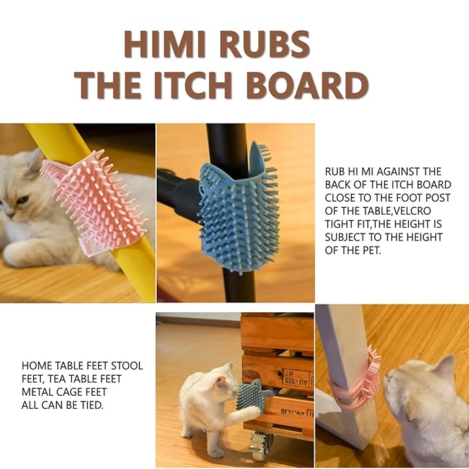 ABCOOL Cat Pet Self Grooming Comb Brush - Multi Functional Catnip Flavor Corner Massage Glove Tool for Kitten Puppy Relaxing, Extra Soft Silicone Pins Handy Hair Shedding Trimming-PurrikoPets