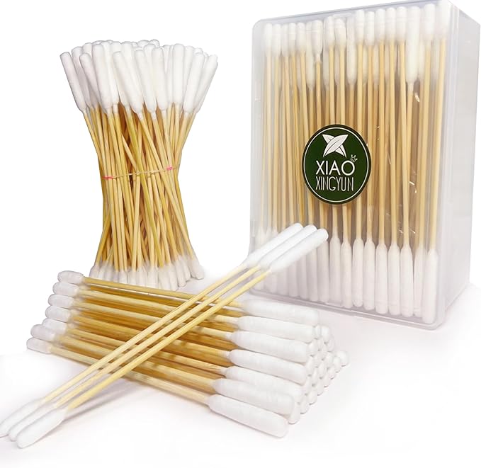 200 PCS 6 Inch Long Cotton Swabs in Box - Professional Large Cotton Swabs with Bamboo Handle - Double Sided Dog Ear Swabs - Specially Designed Big Cotton Swabs for Dog Ear, Cleaning Solution-PurrikoPets