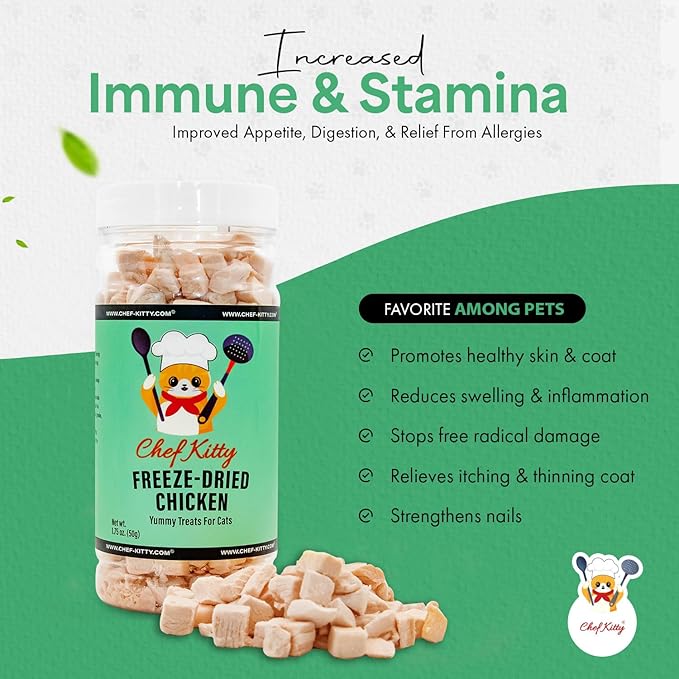 Freeze-Dried Chicken Treats for Cats & Dogs – 100% Human Grade, Single Ingredient, High-Protein, Healthy Snack – No Additives or Preservatives – 1.7oz - Inspected & Tested in USA-PurrikoPets
