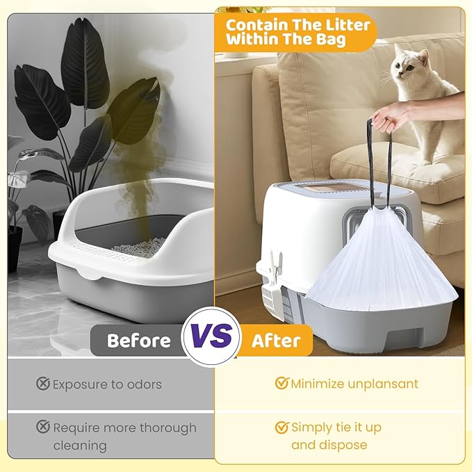 30 Count Cat Litter Liners Large, Jumbo Drawstring Extra Durable Pet Cat Pan Liners Extra-Thick Kitty Litter Box Bag 36" x 19"-PurrikoPets