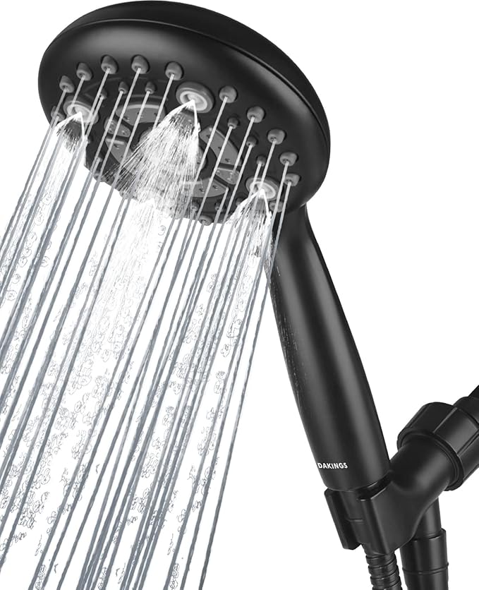 6 Spray Modes High Pressure Handheld Showerhead Set Upgraded 5 Inches Shower Head with Handheld Spray Premium Black Handheld Shower Head 60 Inches Stainless Steel Hose-1-Min Install-PurrikoPets