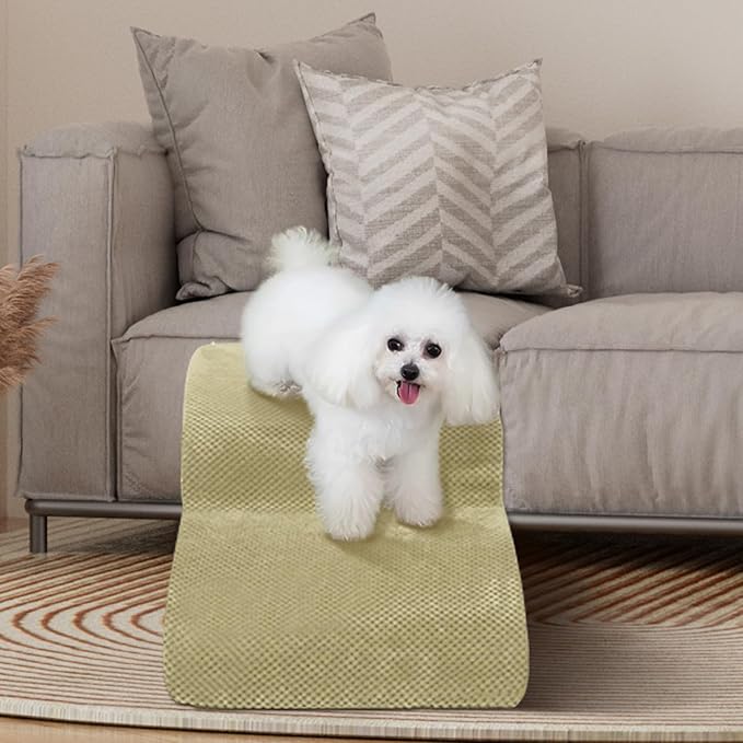 Dog Stairs for Small Dogs - High Density Foam Pet Steps, Extra Wide Dog Ramp with Non-Slip Bottom for High Beds, Couch and Sofa, Best for Dogs Injured, Older Doggy Cats,2 Steps, Camel-PurrikoPets