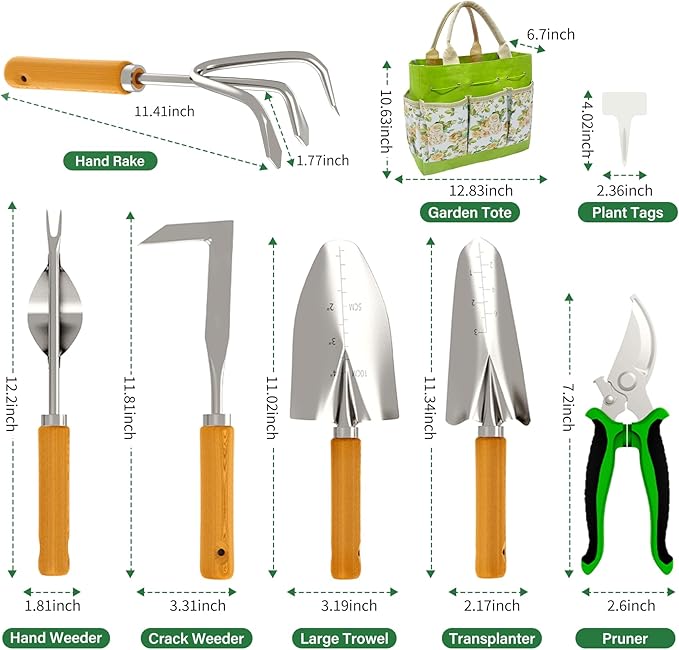 20-Piece Gardening Tools with Fashion and Durable Storage Bag - Heavy Duty Garden Tools Stainless Steel Rust-Proof Ergonomic Garden Tool Set - Ideal Gifts for Women and Men - Portable Gardening Kit-PurrikoPets