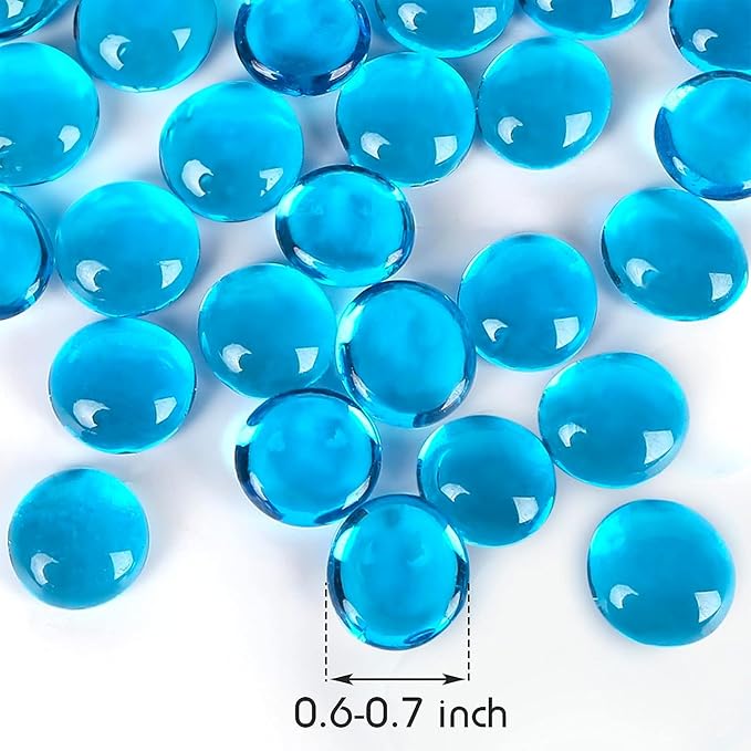 FUTUREPLUSX 1LB Light Blue Flat Glass Marbles, Glass Pebbles Vase Fillers for Centerpieces, Fish Tank for Aquarium Gravel Decor Table Scatter Art Craft-PurrikoPets