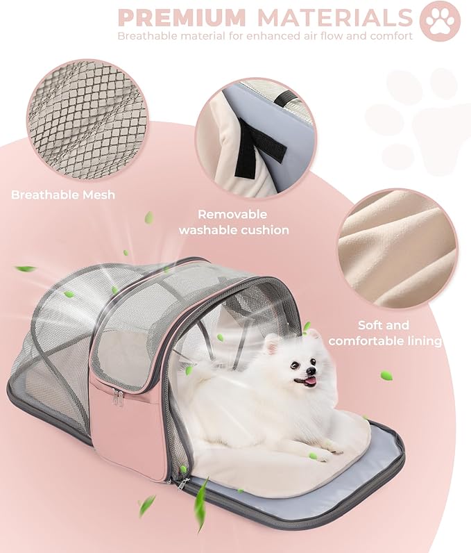 Expandable Pet Carrier Backpack, Cat Carrier Backpacks with Breathable Mesh for Cats Small Dogs Puppies Up to 25 Lbs Airline Approved Waterproof Travel Carrier with Safety Buckle for Hiking & Flights-PurrikoPets